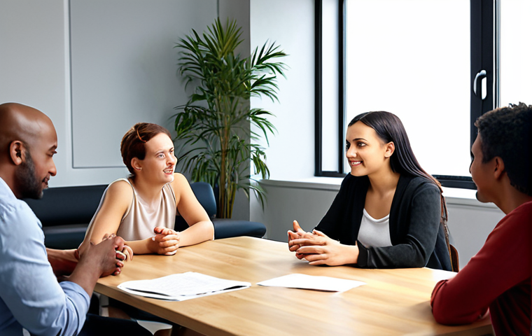 **Focus Group Discussion:** A relaxed setting with diverse people participating in a focus group, sharing ideas and opinions. Emphasize comfortable environment, natural expressions, and a sense of collaboration.