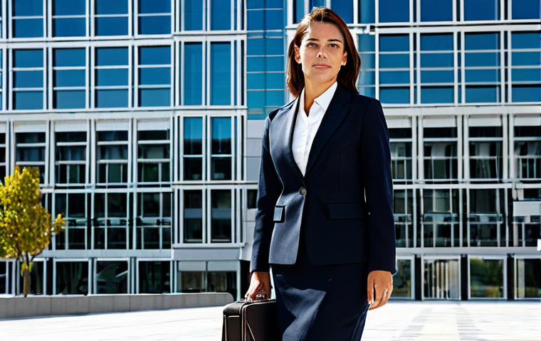 Professional Success in Madrid**

*   A sharply dressed businesswoman in a tailored suit, standing confidently in front of a modern office building in Madrid, Spain. The background should include iconic Madrid architecture.  She is holding a stylish briefcase. *Fully clothed*, *appropriate attire*, *professional dress*. *Safe for work*. *Perfect anatomy*, *correct proportions*, *natural pose*.  *High quality*, *professional photography*.

**