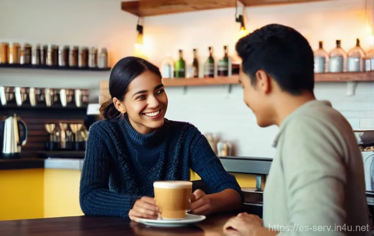 서비스관리사와 기술 혁신 사례 - **Prompt: Personalized Connection at a Cafe**
A heartwarming and vibrant scene inside a bustling...