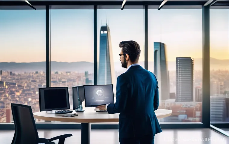 서비스관리사와 관련된 법규 이해 - A confident small business owner, dressed in smart business casual attire, stands in a modern, well-...